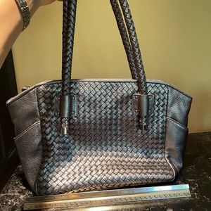 Clare Woven Pewter Shoulder Bag Purse